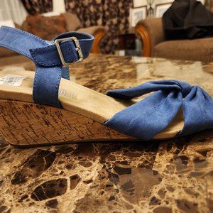 Womens blue wedge sandals